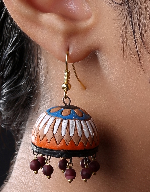 Terracotta Blue Orange Jhumka